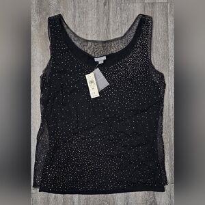 Ann Taylor Silk/Cashmere Layered Beaded Tank Top-Size Medium *NWT*